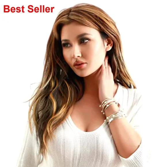 Leather Wrap Bracelet with Imitation Pearl Beads Handmade Magnetic Clasp - Picture 3 of 7